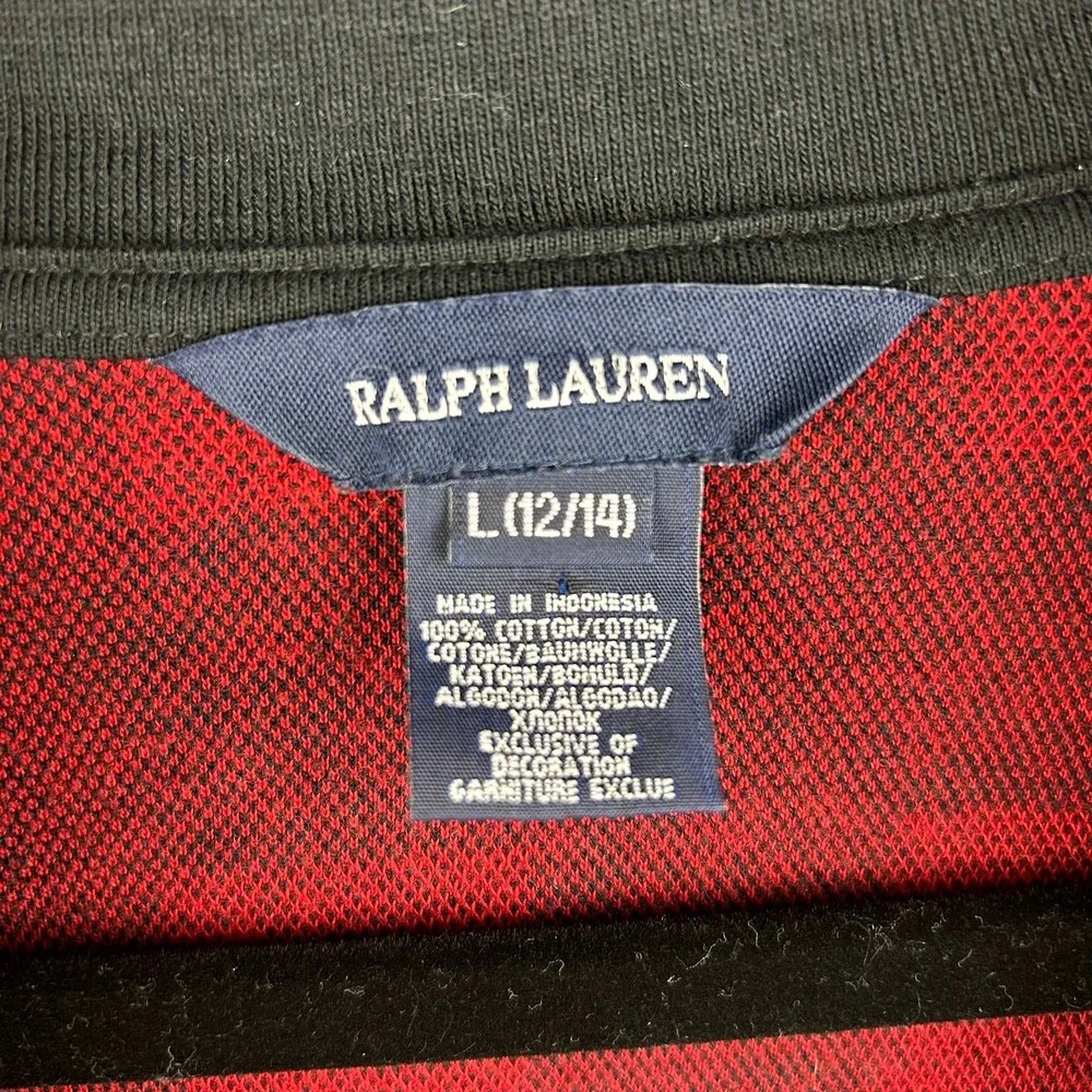 Ralph Lauren Girls L 12/14 Red‎ Black Buffalo Plaid Shawl Collar Cardigan